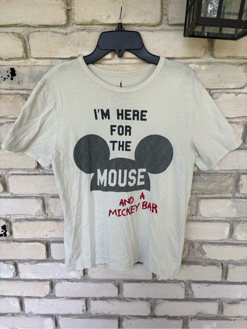 Disney Parks Kids Tee - Light Cream with Black and Red Graphic on Mickey ears